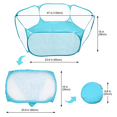 Prime Pets Small Animal Playpen, Pet Playpen Hamster Cage Indoor Pop Open Exercise Fence, Guinea Pig Cage Tent Waterproof Breathable, Yard Fence for Rabbits, Upgraded Thicken Mesh