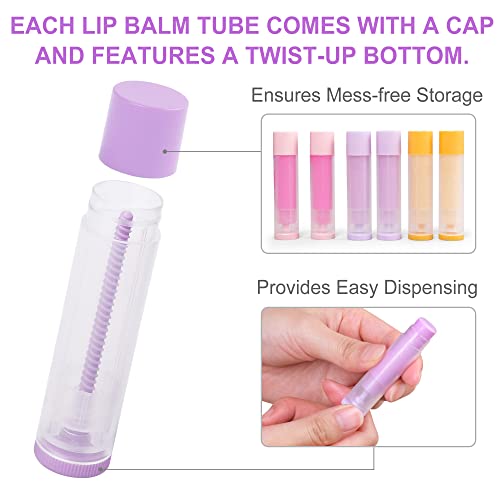 LotFancy 60 Lip Balm tubes Empty, 5.5ml (3/16 Oz) Lip Balm Container Tubes with White Caps, BPA Free & Leak Free, Refillable