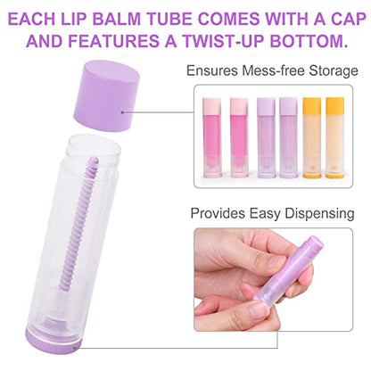 LotFancy 60 Lip Balm tubes Empty, 5.5ml (3/16 Oz) Lip Balm Container Tubes with White Caps, BPA Free & Leak Free, Refillable