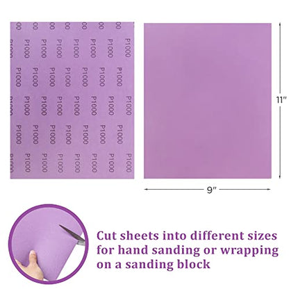 LotFancy 60 to 2000 Grit Sandpaper Assortment, 30PCS 9 x 11” White Fused Alumina Wet Dry Sanding Sheets, for Automotive Metal Sanding Polishing, Wood Finishing, Purple