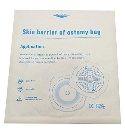 LotFancy Adhesive Stoma Skin Barriers for Two-Piece System Colostomy Bag - Ostomy Wafer Supply for Ileostomy Stoma Care, Cut-to-Fit, Pack of 10