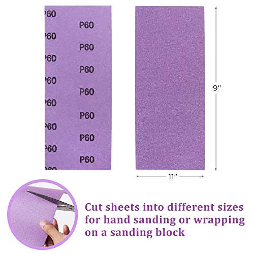 LotFancy 60 to 2000 Grit Sandpaper Assortment, 30PCS 9 x 3.6” White Fused Alumina Wet Dry Sanding Sheets, for Automotive Metal Sanding Polishing, Wood Finishing, Purple