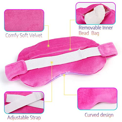 MEDLOT Eye Mask for Dry Eyes, Eye Compress Moist Heat Therapy, Hot Cold Pad for Styes, Puffy Eyes, Microwavable, Weighted Silicone Beads Eye Pillow with Adjustable Strap