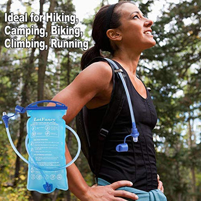 LotFancy Hydration Bladder, 2L Bladder (BPA Free) with Large Opening, Leakproof Military Water Storage Bladder Bag for Bicycling, Hiking, Camping, Running, No Plastic Taste
