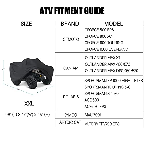 LotFancy All Weather ATV Cover, Waterproof Dust Sun Wind Proof Outdoor ATV UV Cover, Durable Quad Storage Protection