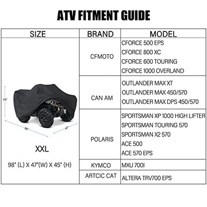 LotFancy All Weather ATV Cover, Waterproof Dust Sun Wind Proof Outdoor ATV UV Cover, Durable Quad Storage Protection