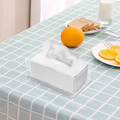 LotFancy Acrylic Tissue Box, Clear Dryer Sheet Holder, Facial Tissue Dispenser Box Covers Rectangular, Napkin Organizer for Bathroom, Kitchen, Counter, Office Desk