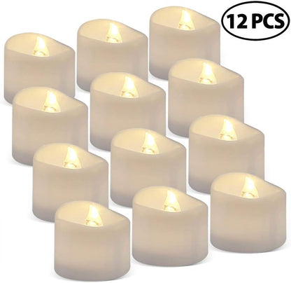 LotFancy Flameless Flickering Candles - Battery Operated Bright LED Tealight Candles Set - Electric Realistic Votive Candles, Warm White, Unscented, Pack of 12