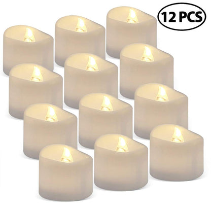 LotFancy Flameless Flickering Candles - Battery Operated Bright LED Tealight Candles Set - Electric Realistic Votive Candles, Warm White, Unscented, Pack of 12