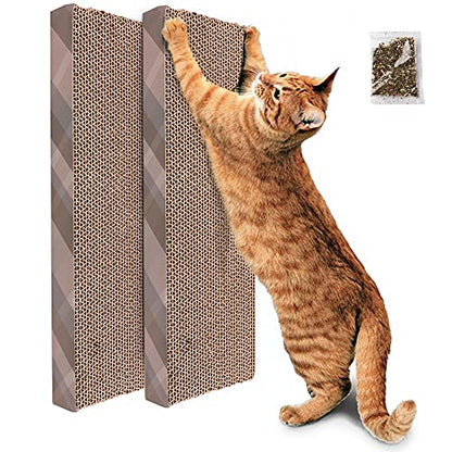 Prime Pets Cat Scratching Pad with Catnip, Corrugated Scratcher Cardboard for Indoor Cats, Reversible Flat Board Kitten Lounge for Furniture Protector