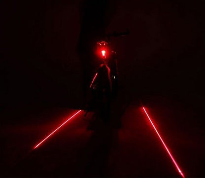 Bike Tail Light by LotFancy - Bicycle Rear Light for Lane Safety - 5 LED & 2 Laser Beam for Cycling Riding Warning