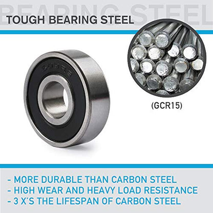 LotFancy Deep-Groove Ball Bearings, 18 Pcs Double Rubber Sealed Roller, Sealed Deep Groove Skate Bearings, (608-2RS, 8mm x 22mm x 7mm), for Longboards, Scooters, Inline Skates, Roller Skates
