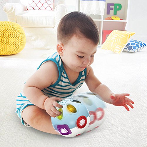 LotFancy Baby Musical Toy, Interactive Crawling Baby Ball Toy with Flashlight and Melody Sounds, Joyful Baby Rattle Toys for Kids, Newborn Baby First, Battery Included