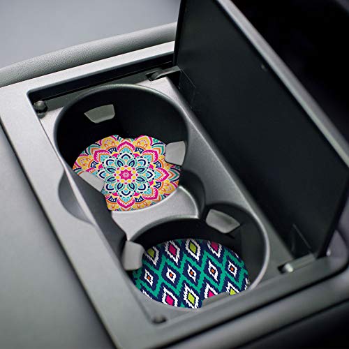 LotFancy Car Coasters Ceramic Absorbent, 2.56 inch Car Cup Holder Coasters for Women Men