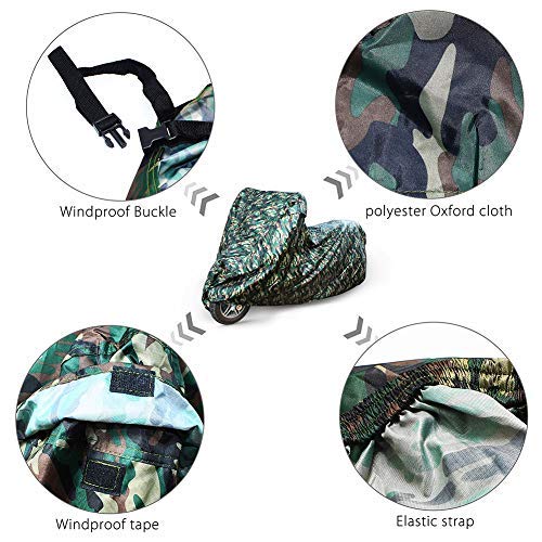 LotFancy Motorcycle Cover - All Weather Deluxe Waterproof Bike Tarp for Scooter Moped Cruiser etc.