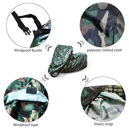 LotFancy Motorcycle Cover - All Weather Deluxe Waterproof Bike Tarp for Scooter Moped Cruiser etc.