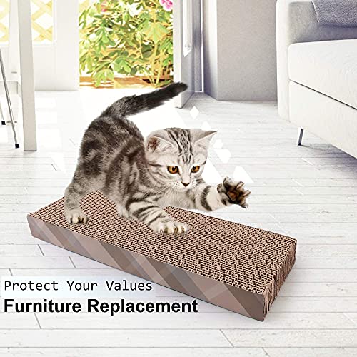 Prime Pets Cat Scratching Pad with Catnip, Corrugated Scratcher Cardboard for Indoor Cats, Reversible Flat Board Kitten Lounge for Furniture Protector