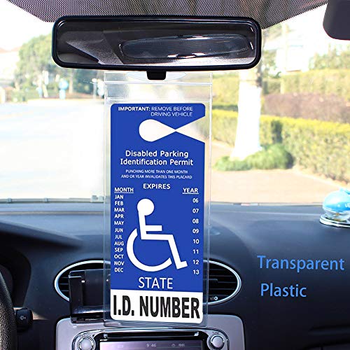 LotFancy Handicap Placard Holder for Auto, Pack of 3, Disabled Parking Permit Sign Holder with Larger Hook