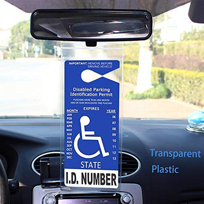 LotFancy Handicap Placard Holder for Auto, Pack of 3, Disabled Parking Permit Sign Holder with Larger Hook