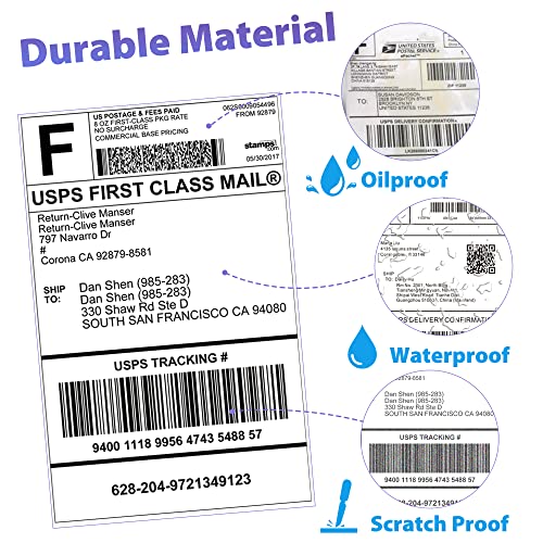 LotFancy 4" x 6" Direct Thermal Labels White Perforated Shipping Labels