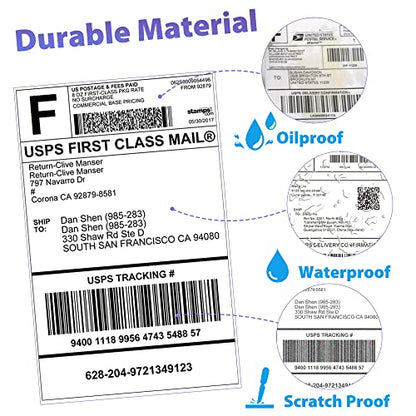 LotFancy 4" x 6" Direct Thermal Labels White Perforated Shipping Labels