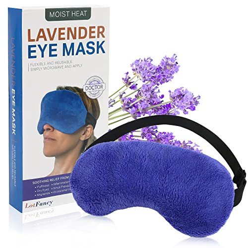 LotFancy Heated Eye Mask for Dry Eyes, Microwavable, Lavender Eye Compress Moist Heat, Cooling Eye Mask for Sleeping, Hot Cold Therapy for Stye, Puffy, Migraine, Fatigue Relief