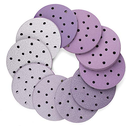 LotFancy Sanding Discs, 6 Inch 17 Hole, 100PCS 40 60 80 120 180 220 240 320 400 800 Grit Assorted Professional Sandpaper, Hook and Loop Random Orbital Sander Round Sand Paper