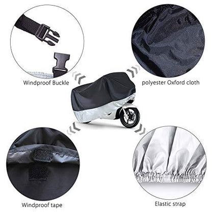 LotFancy Waterproof Motorcycle Cover, Lightweight Outdoor Protection from Rain UV Snow Dust Wind Proof Fits up to 89-Inch Scooter Bike, Motors, Dirt Bike and Road Bike, Choppers and Cruisers