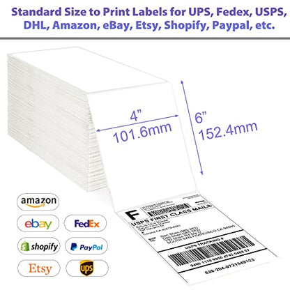 LotFancy 4" x 6" Direct Thermal Labels White Perforated Shipping Labels