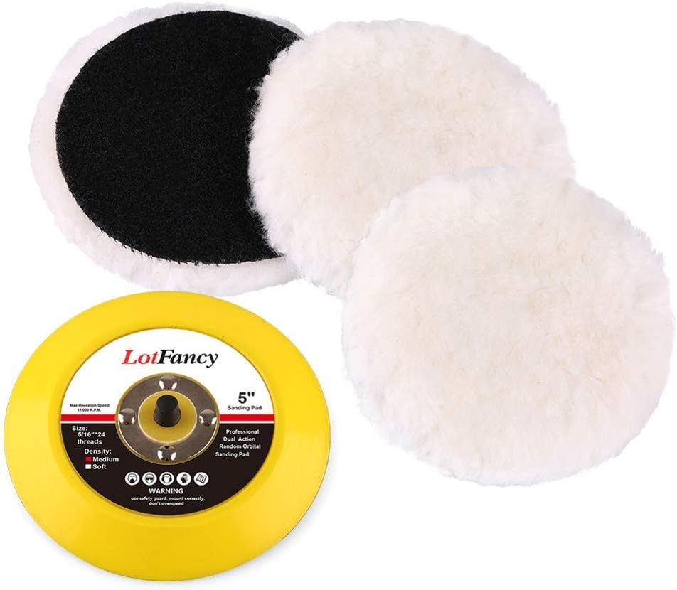 LotFancy Lambs Wool Hook and Loop Polishing Pad