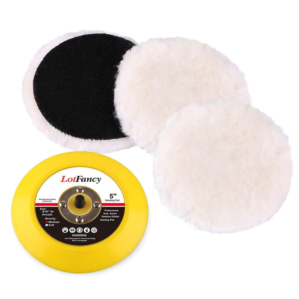 LotFancy Lambs Wool Hook and Loop Polishing Pad