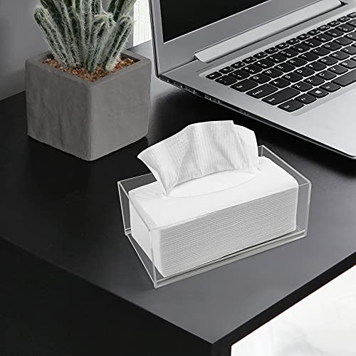 LotFancy Acrylic Tissue Box, Clear Dryer Sheet Holder, Facial Tissue Dispenser Box Covers Rectangular, Napkin Organizer for Bathroom, Kitchen, Counter, Office Desk