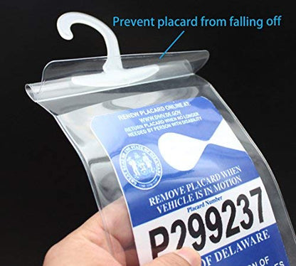LotFancy Handicap Parking Placard Holder Cover, Disabled Parking Permit with Large Hanger for Autos, Pack of 4