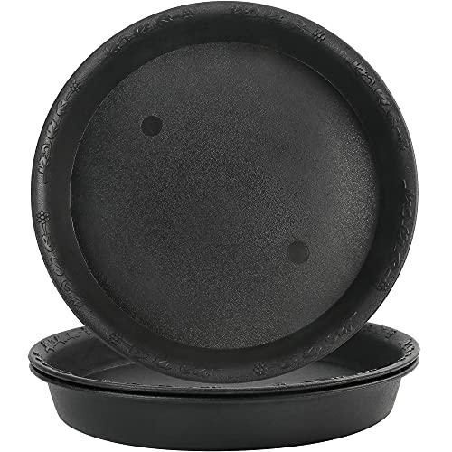 LotFancy Plant Saucer, 9 Inch of 3 Pack, Black Plastic Plant Trays, Durable Pot Saucer Drip Tray for Indoor Outdoor, Flower Drainage Pot Base