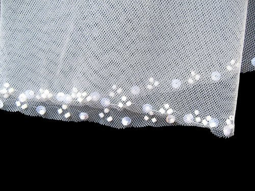 LotFancy 2T 2 Tier Silver Lined Beaded Edge Bridal Wedding Veil, Cut Edge with Hand Sewn Beading (Bugle Beads, Seed Beads and Sequins)