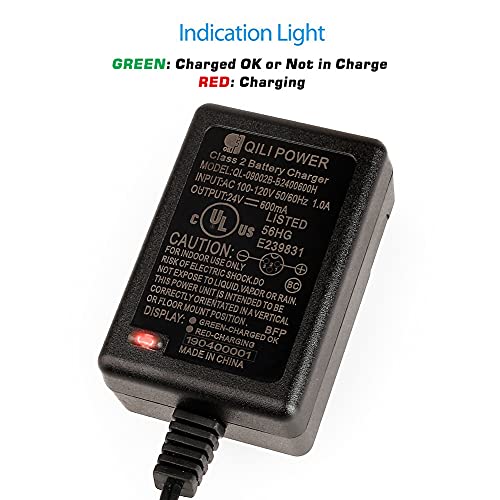 LotFancy 24V 0.6A Scooter Battery Charger for Razor E150, E100, E125, E200, E225, E300, Black