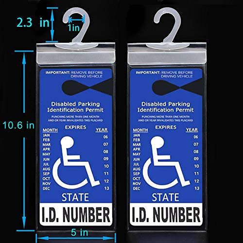LotFancy Handicap Placard Holder for Auto, Pack of 3, Disabled Parking Permit Sign Holder with Larger Hook