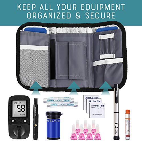 LotFancy Insulin Cooler Travel Case, Insulated Diabetic Medication Cooling Bag with 2 Ice Packs and Temperature Strip - Insulin Pens and Diabetic Supplies Organizer Kit