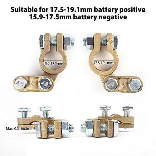 Battery Terminal Connectors, 2 Pcs Positive Negative Battery Terminal Set for Car Marine Ship Boat Camper Truck Auto Vehicle (Clamp Type (Angled))