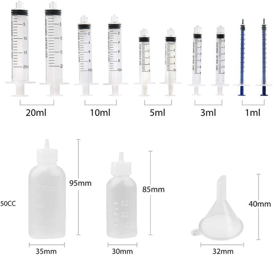 LotFancy 10 Pack Syringe Luer Lock with 14ga 18ga 20ga Blunt Tip Needle and Caps, 1ml 3ml 5ml 10ml 20ml Glue Applicator Syringe for Refilling & Measuring, Oil, E Juice, E Liquid, E Cig, Wood Glue
