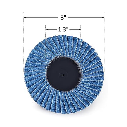 LotFancy 3 Inch Roll Lock Flap Disc - Zirconia Alumina Grinding Sanding Disc Flat Wheels