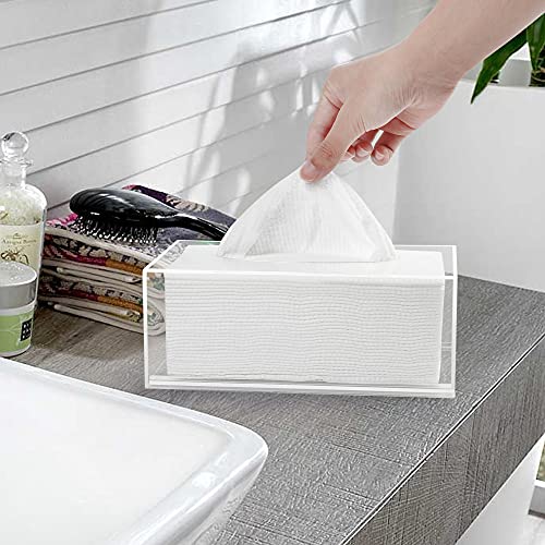 LotFancy Acrylic Tissue Box, Clear Dryer Sheet Holder, Facial Tissue Dispenser Box Covers Rectangular, Napkin Organizer for Bathroom, Kitchen, Counter, Office Desk