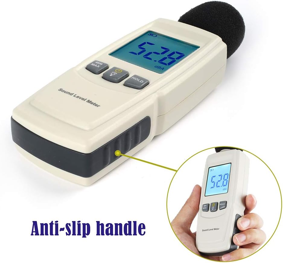 LotFancy Decibel Meter Sound Level Reader, DB SPL Meter Noise Detector, Range 30dba - 130dba with Max/Min Data Hold Function, Large Backlit LCD Display, Self-Calibrated Batteries Included