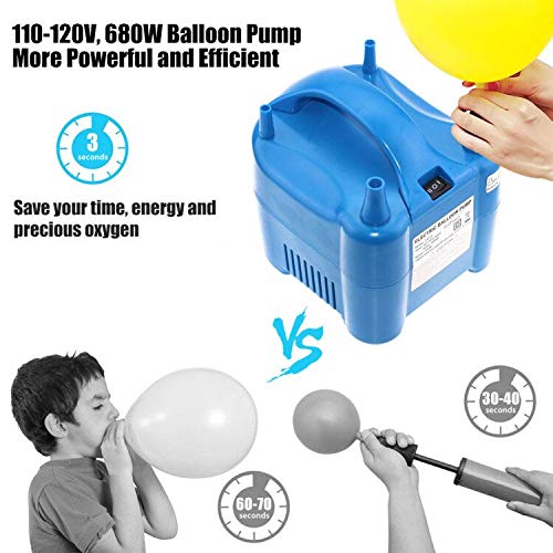 LotFancy 680W High Power Electric Balloon Pump, 110V-120V Balloon Inflator Pump for Party Decoration, Portable, Dual Nozzle Air Balloon Filler Machine, Fast & Efficient