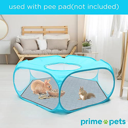 Prime Pets Guinea Pig Playpen, Small Animal Playpen, Foldable Cat Cage Tent with Zipper Cover, Portable Waterproof Pop-Up Play Yard Fence for Rabbit Hamster Rabbit, Indoor Small Pet Exercise Pen