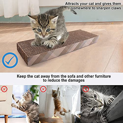 Prime Pets Cat Scratching Pad with Catnip, Corrugated Scratcher Cardboard for Indoor Cats, Reversible Flat Board Kitten Lounge for Furniture Protector