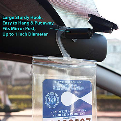 LotFancy Handicap Placard Holder for Auto, Pack of 3, Disabled Parking Permit Sign Holder with Larger Hook