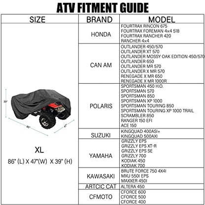 LotFancy All Weather ATV Cover, Waterproof Dust Sun Wind Proof Outdoor ATV UV Cover, Durable Quad Storage Protection