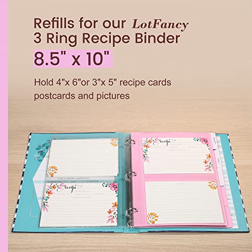 LotFancy 15 Recipe Cards Protectors and 5 Dividers, 18 Labels, Recipe Binder Refills, Durable Sheet Sleeves and Tabbed Dividers, 2 Slots per Page