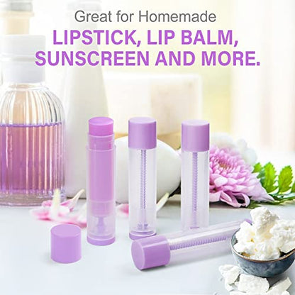 LotFancy 60 Lip Balm tubes Empty, 5.5ml (3/16 Oz) Lip Balm Container Tubes with White Caps, BPA Free & Leak Free, Refillable